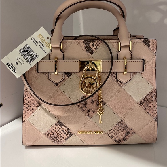 Michael Kors Powder Blush and Snakeskin Satchel - Picture 1 of 6